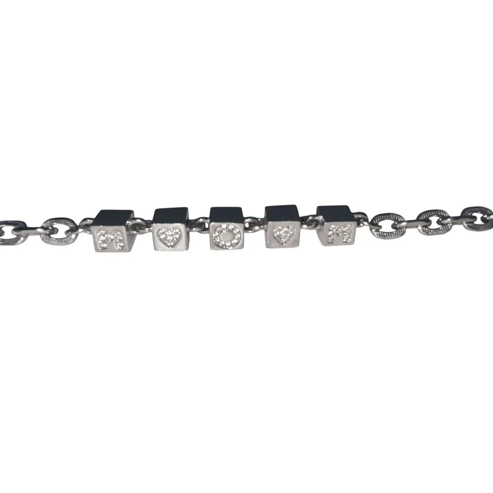 swarovski crystal‎ Women's Block MOM Braclet With Hearts Rhodium Plated